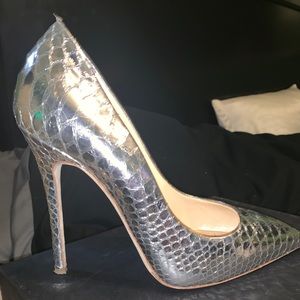 Giuseppe Zanotti silver snake heels